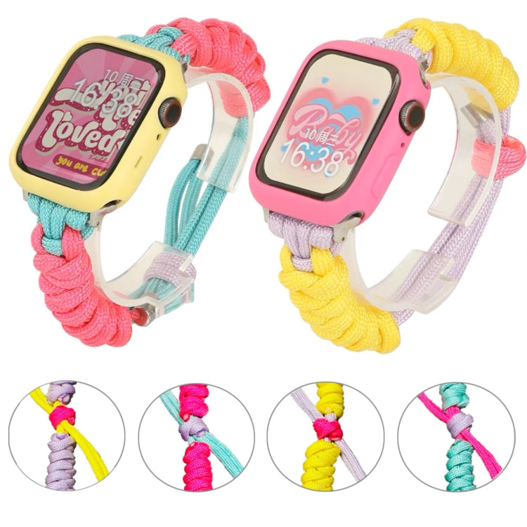 For Apple Watch 8 41mm Twist Knotted Nylon Watch Band(Rose Red Mint Green) - Watch Bands by PMC TechLife | Online Shopping South Africa | PMC TechLife