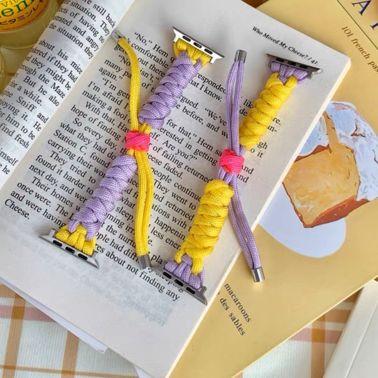 For Apple Watch 42mm Twist Knotted Nylon Watch Band(Yellow Purple) - Watch Bands by PMC TechLife | Online Shopping South Africa | PMC TechLife