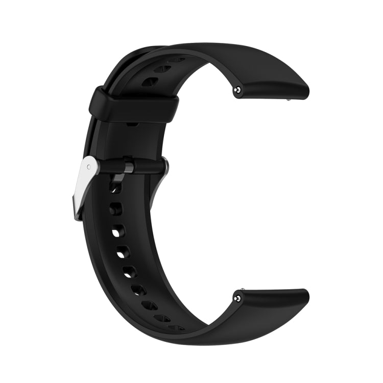 For Huawei Watch 4 / Watch 4 Pro Solid Color Silicone Stainless Steel Silver Buckle Watch Band(Black) - Watch Bands by PMC TechLife | Online Shopping South Africa | PMC TechLife