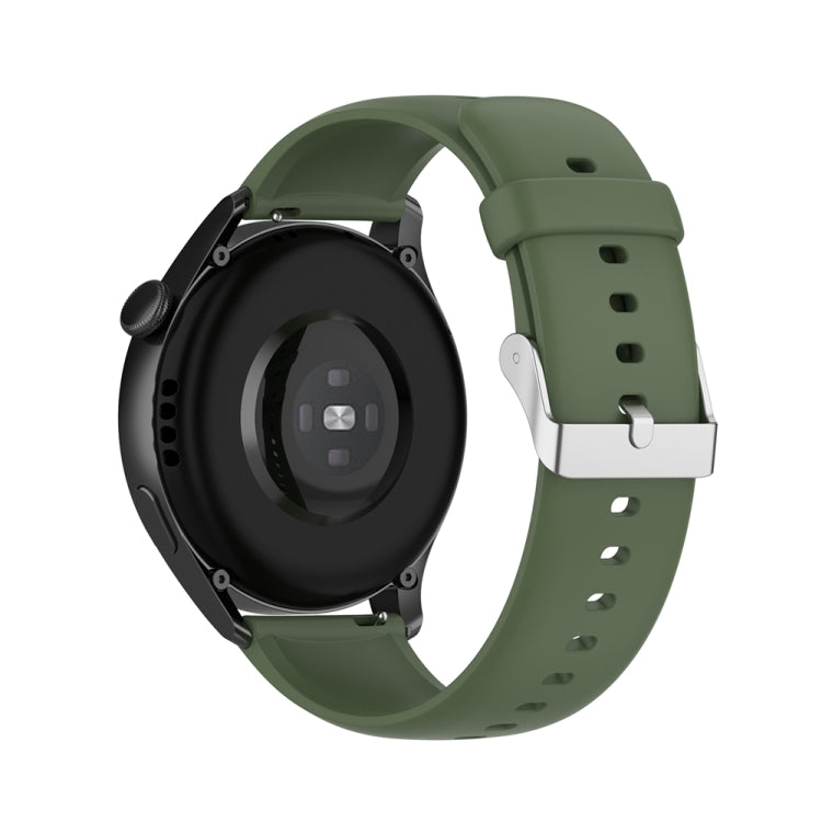 For Huawei Watch 4 / Watch 4 Pro Solid Color Silicone Stainless Steel Silver Buckle Watch Band(Dark Green) - Watch Bands by PMC TechLife | Online Shopping South Africa | PMC TechLife