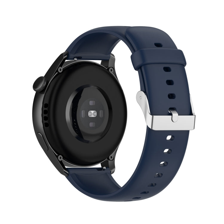 For Huawei Watch 4 / Watch 4 Pro Solid Color Silicone Stainless Steel Silver Buckle Watch Band(Navy Blue) - Watch Bands by PMC TechLife | Online Shopping South Africa | PMC TechLife