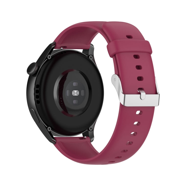 For Huawei Watch 4 / Watch 4 Pro Solid Color Silicone Stainless Steel Silver Buckle Watch Band(Wine Red) - Watch Bands by PMC TechLife | Online Shopping South Africa | PMC TechLife