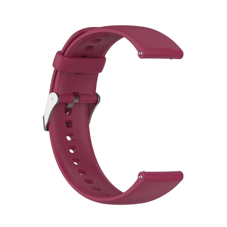 For Huawei Watch 4 / Watch 4 Pro Solid Color Silicone Stainless Steel Silver Buckle Watch Band(Wine Red) - Watch Bands by PMC TechLife | Online Shopping South Africa | PMC TechLife