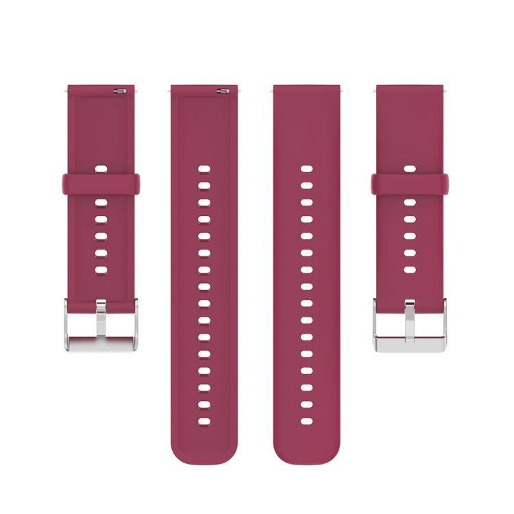For Huawei Watch 4 / Watch 4 Pro Solid Color Silicone Stainless Steel Silver Buckle Watch Band(Wine Red) - Watch Bands by PMC TechLife | Online Shopping South Africa | PMC TechLife