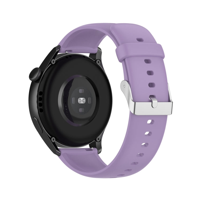 For Huawei Watch 4 / Watch 4 Pro Solid Color Silicone Stainless Steel Silver Buckle Watch Band(Light Purple) - Watch Bands by PMC TechLife | Online Shopping South Africa | PMC TechLife