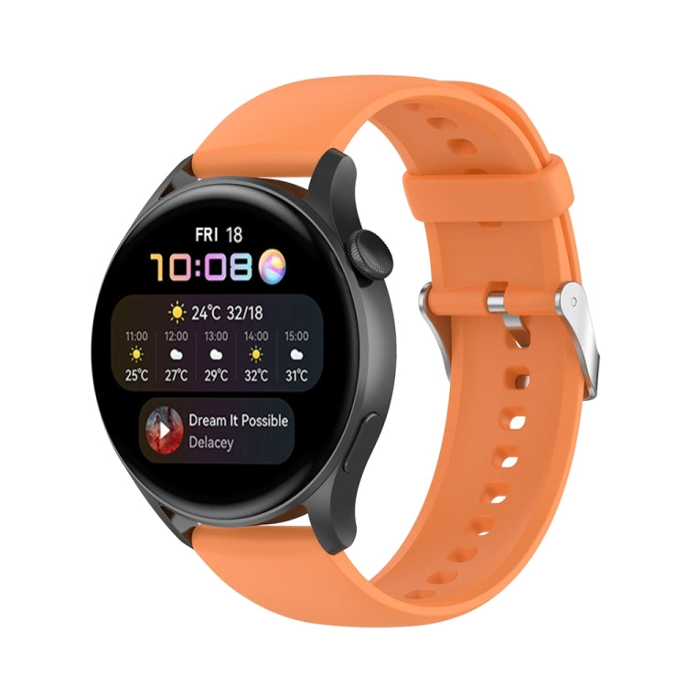 For Huawei Watch 4 / Watch 4 Pro Solid Color Silicone Stainless Steel Silver Buckle Watch Band(Orange) - Watch Bands by PMC TechLife | Online Shopping South Africa | PMC TechLife