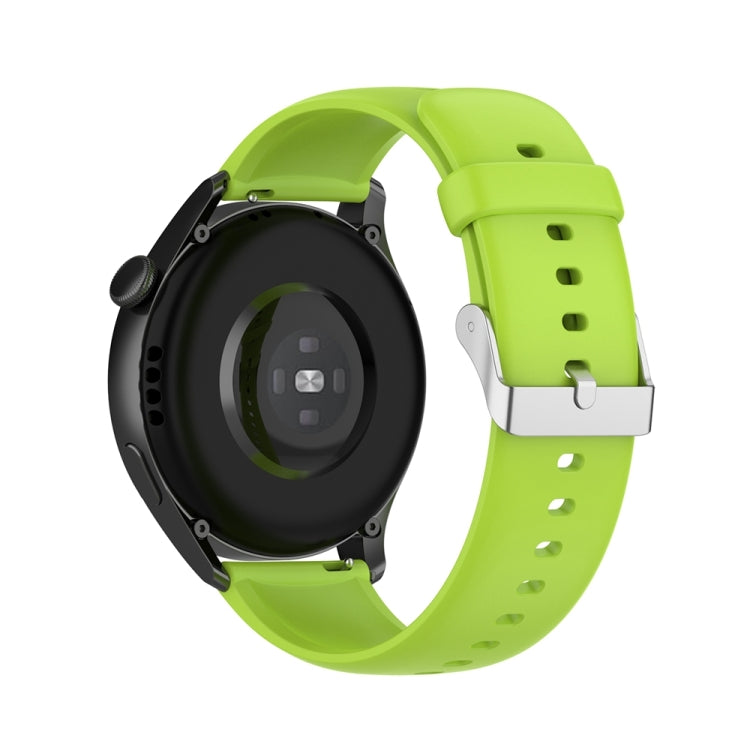 For Huawei Watch 4 / Watch 4 Pro Solid Color Silicone Stainless Steel Silver Buckle Watch Band(Lime Green) - Watch Bands by PMC TechLife | Online Shopping South Africa | PMC TechLife