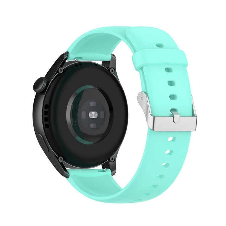 For Huawei Watch 4 / Watch 4 Pro Solid Color Silicone Stainless Steel Silver Buckle Watch Band(Teal) - Watch Bands by PMC TechLife | Online Shopping South Africa | PMC TechLife