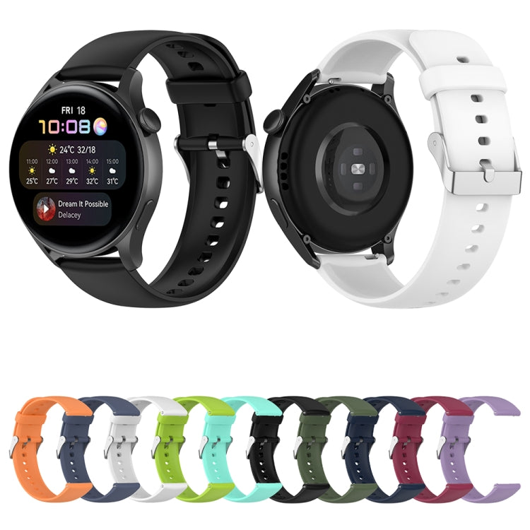 For Huawei Watch 4 / Watch 4 Pro Solid Color Silicone Stainless Steel Silver Buckle Watch Band(Dark Green) - Watch Bands by PMC TechLife | Online Shopping South Africa | PMC TechLife