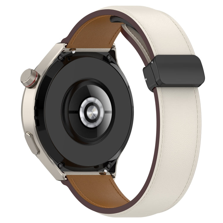 For Huawei Watch 4 / Watch 4 Pro Folding Buckle Genuine Leather Watch Band(Creamy White) - Watch Bands by PMC TechLife | Online Shopping South Africa | PMC TechLife