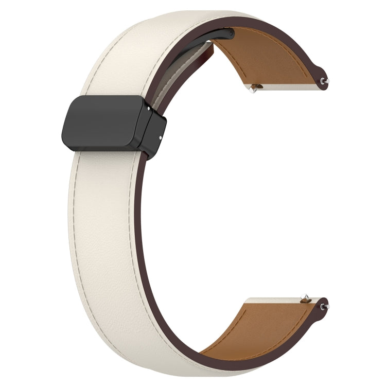 For Huawei Watch 4 / Watch 4 Pro Folding Buckle Genuine Leather Watch Band(Creamy White) - Watch Bands by PMC TechLife | Online Shopping South Africa | PMC TechLife