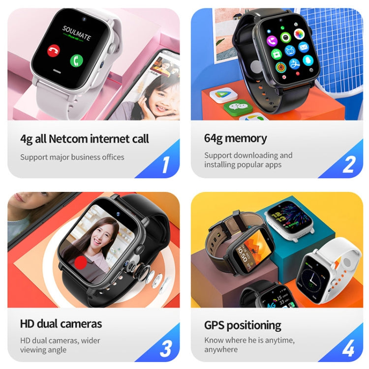 UNIWA X1S 1.9 inch IP67 Waterproof 4G Android 8.1 Dual Cameras Smart Watch Support Temperature Measurement, Specification:1G+8G(Black) - Android Watch by UNIWA | Online Shopping South Africa | PMC TechLife