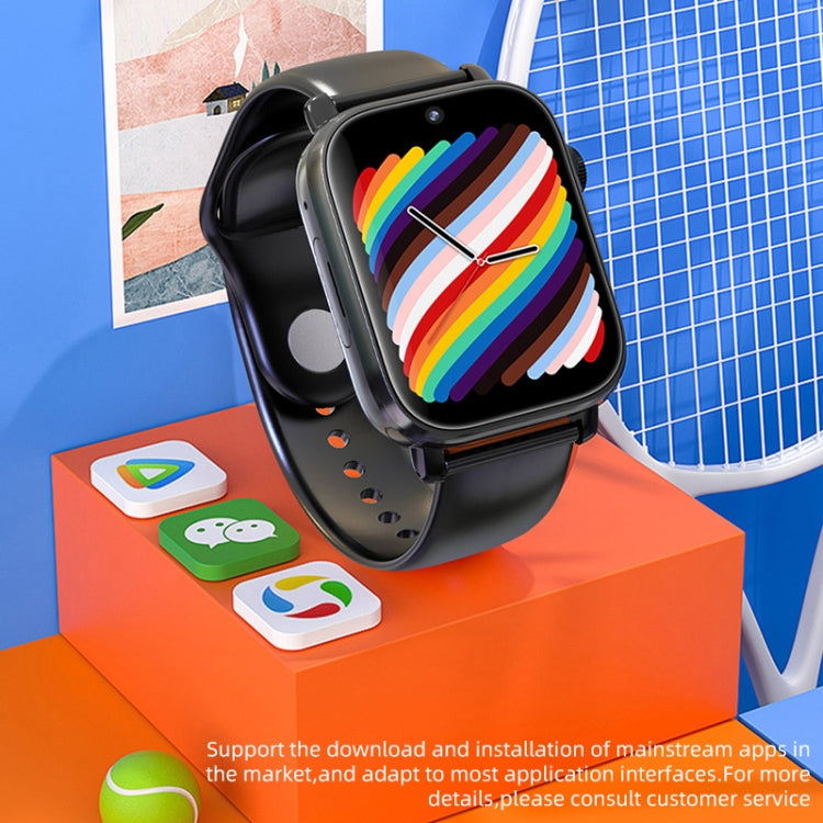 UNIWA X1S 1.9 inch IP67 Waterproof 4G Android 8.1 Dual Cameras Smart Watch Support Temperature Measurement, Specification:1G+8G(Black) - Android Watch by UNIWA | Online Shopping South Africa | PMC TechLife