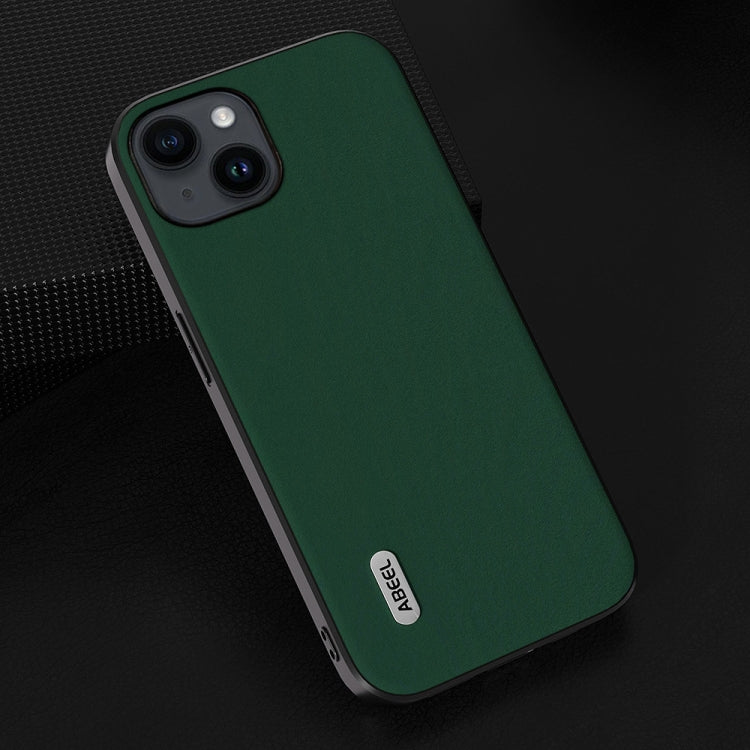 For iPhone 14 Plus ABEEL Genuine Leather Silky Soft Black Edge Phone Case(Green) - free shipping - PMC TechLife - Order now!