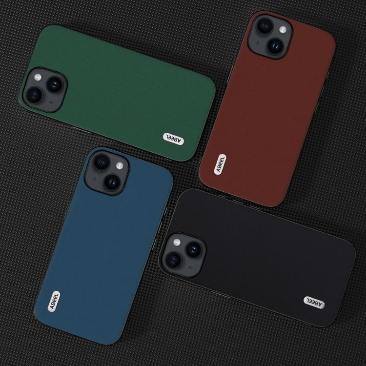 For iPhone 14 Plus ABEEL Genuine Leather Silky Soft Black Edge Phone Case(Green) - free shipping - PMC TechLife - Order now!