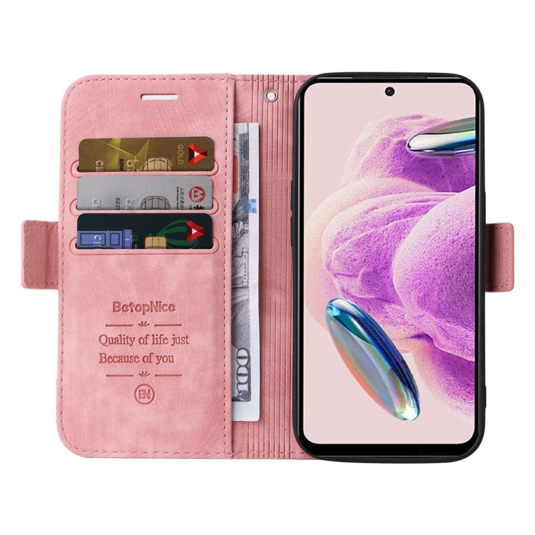 For Xiaomi Redmi Note 12S 4G Global BETOPNICE Dual-side Buckle Leather Phone Case(Pink) - free shipping - PMC TechLife - Order now!