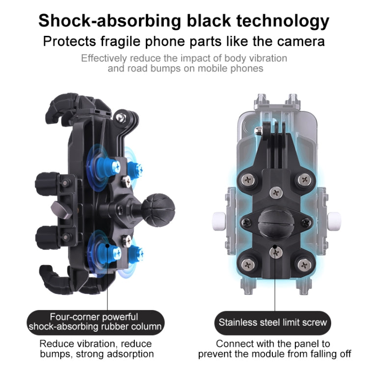 MOTOSLG Crab Motorcycle Phone Clamp Bracket U-Type Headbar Mount with Anti-theft Lock(Black) - free shipping - PMC TechLife - Order now!