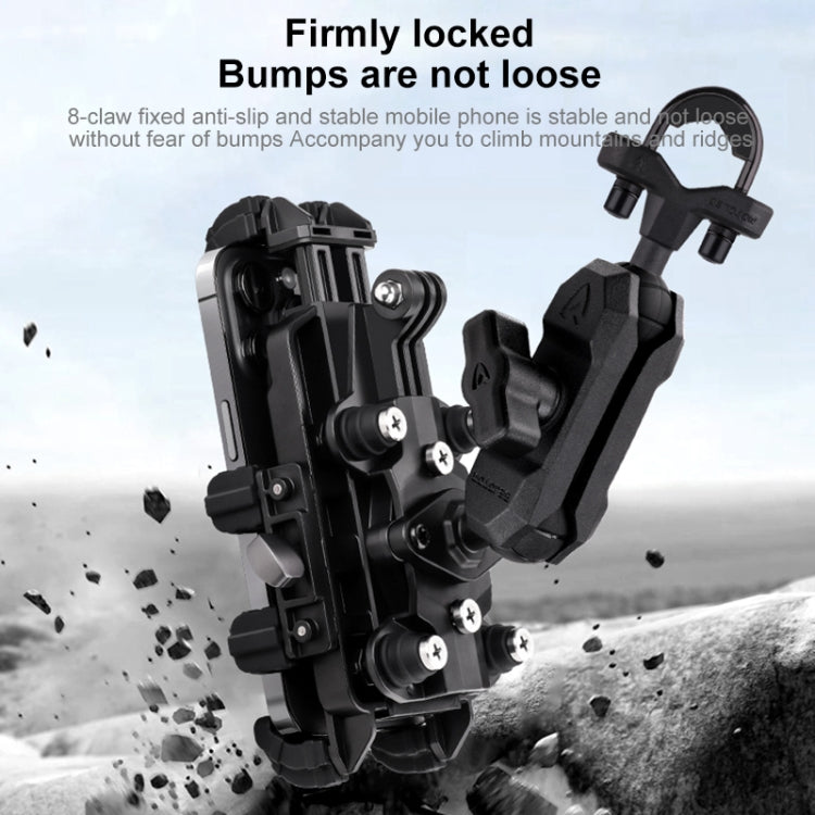 MOTOSLG Crab Motorcycle Phone Clamp Bracket L-Type Rear Mirror Mount with Anti-theft Lock(Black) - free shipping - PMC TechLife - Order now!