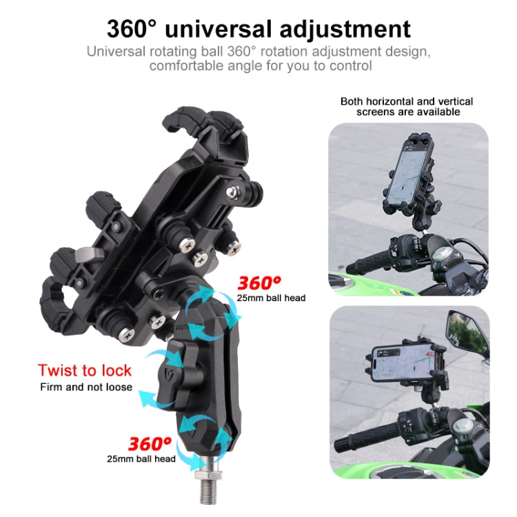 MOTOSLG Crab Motorcycle Phone Clamp Bracket M10 Ballhead Mount(Black) - Holder by MOTOLSG | Online Shopping South Africa | PMC TechLife | Buy Now Pay Later Mobicred