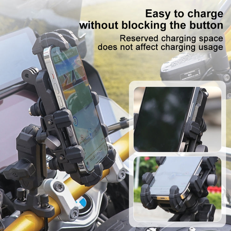 MOTOSLG Crab Motorcycle Phone Clamp Bracket M10 Ballhead Mount(Black) - Holder by MOTOLSG | Online Shopping South Africa | PMC TechLife | Buy Now Pay Later Mobicred