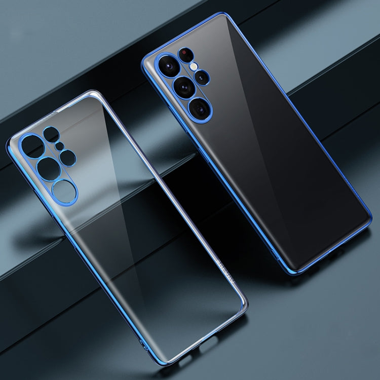 For Samsung Galaxy S23 Ultra 5G SULADA Shockproof Plating TPU Transparent Phone Case(Blue) - Galaxy S23 Ultra 5G Cases by SULADA | Online Shopping South Africa | PMC TechLife | Buy Now Pay Later Mobicred