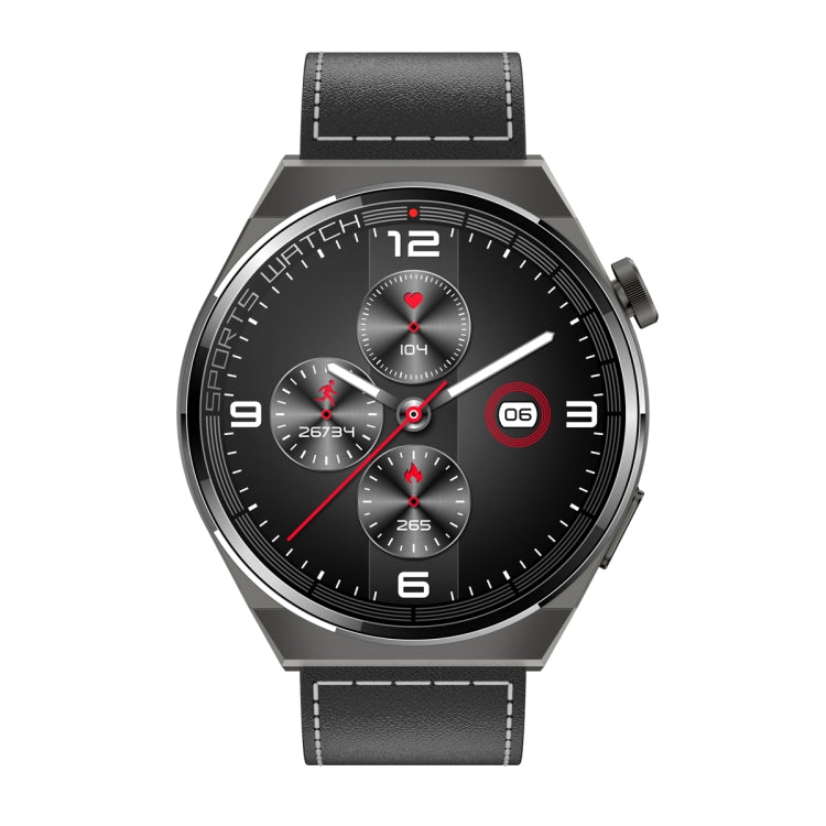 KT62 1.36 inch TFT Round Screen Smart Watch Supports Bluetooth Call/Blood Oxygen Monitoring, Strap:Leather Strap(Black) - Smart Watches by PMC TechLife | Online Shopping South Africa | PMC TechLife