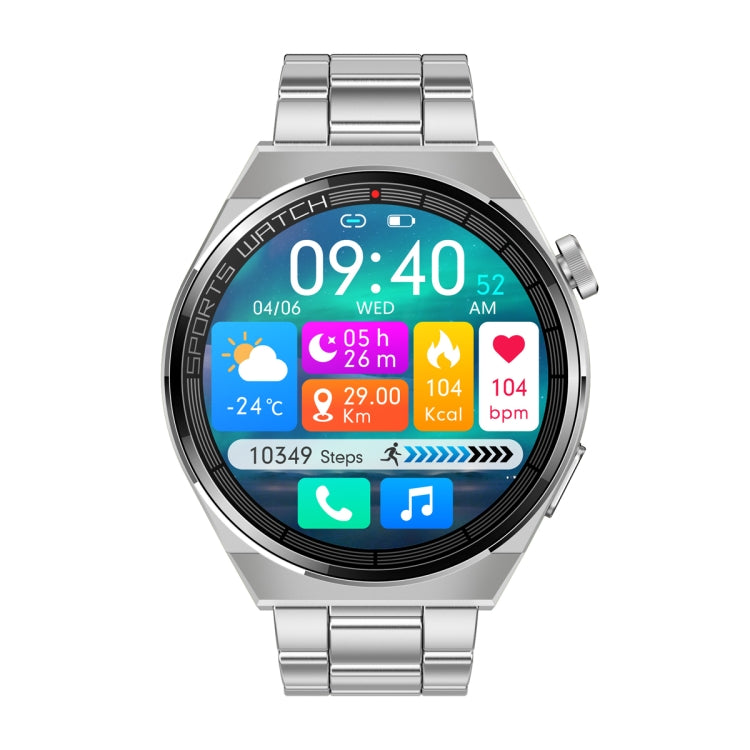 KT62 1.36 inch TFT Round Screen Smart Watch Supports Bluetooth Call/Blood Oxygen Monitoring, Strap:Steel Strap(Silver) - Smart Watches by PMC TechLife | Online Shopping South Africa | PMC TechLife