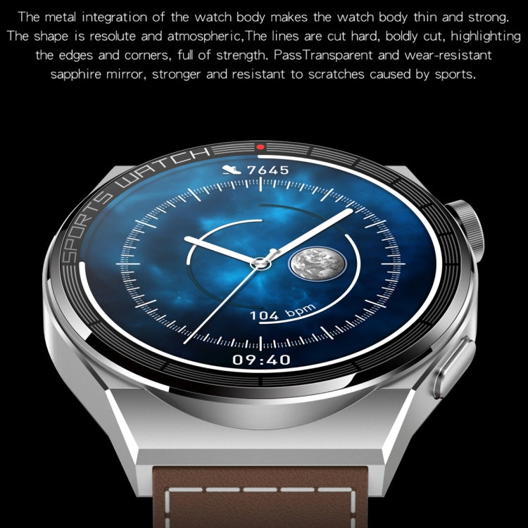 KT62 1.36 inch TFT Round Screen Smart Watch Supports Bluetooth Call/Blood Oxygen Monitoring, Strap:Leather Strap(Silver) - Smart Watches by PMC TechLife | Online Shopping South Africa | PMC TechLife