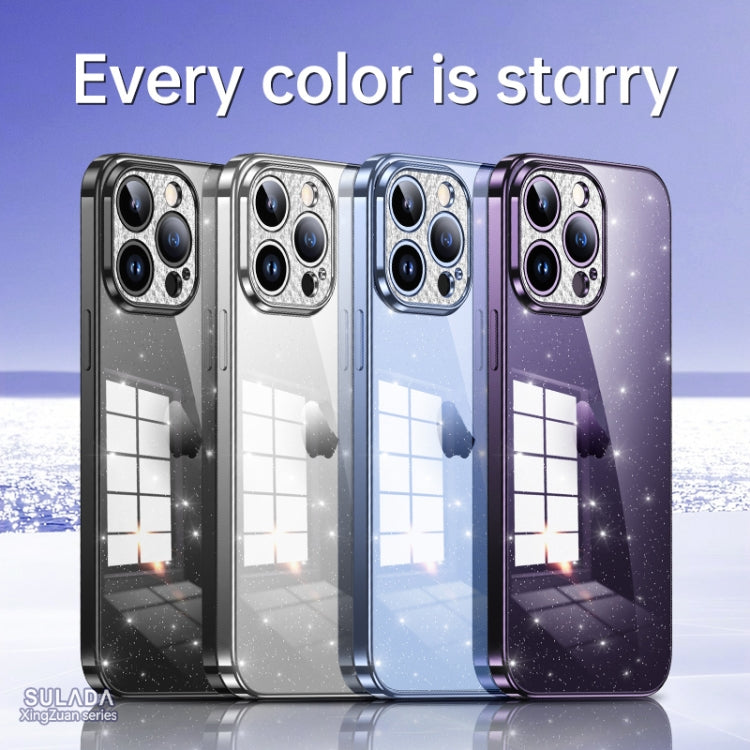 For iPhone 14 SULADA Electroplated Transparent Glittery TPU Phone Case(Purple) - free shipping - PMC TechLife - Order now!