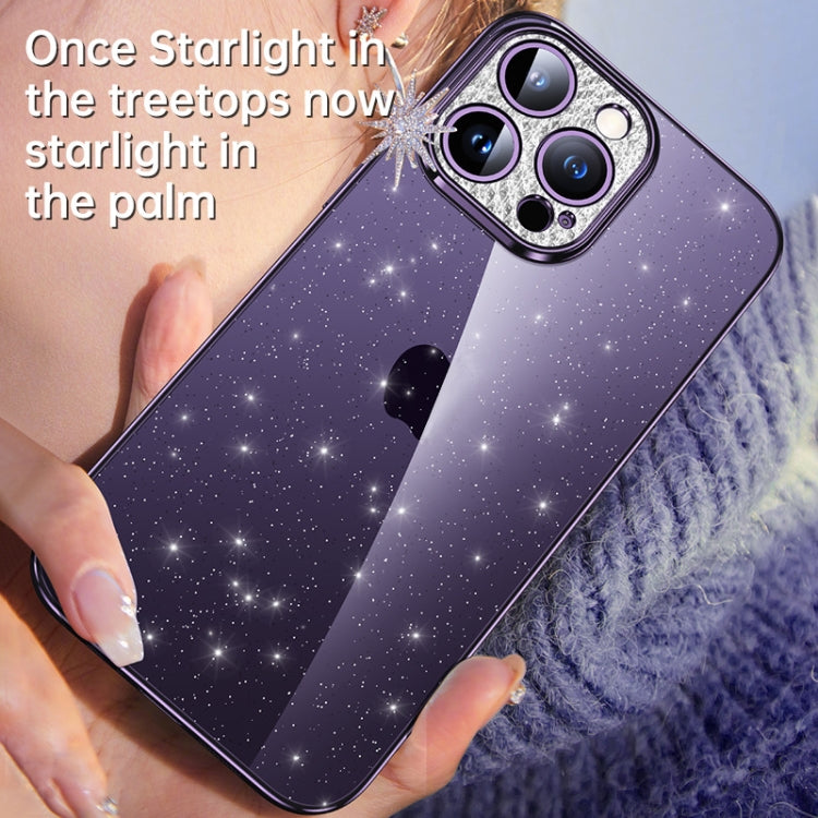 For iPhone 13 Pro Max SULADA Electroplated Transparent Glittery TPU Phone Case(Purple) - free shipping - PMC TechLife - Order now!