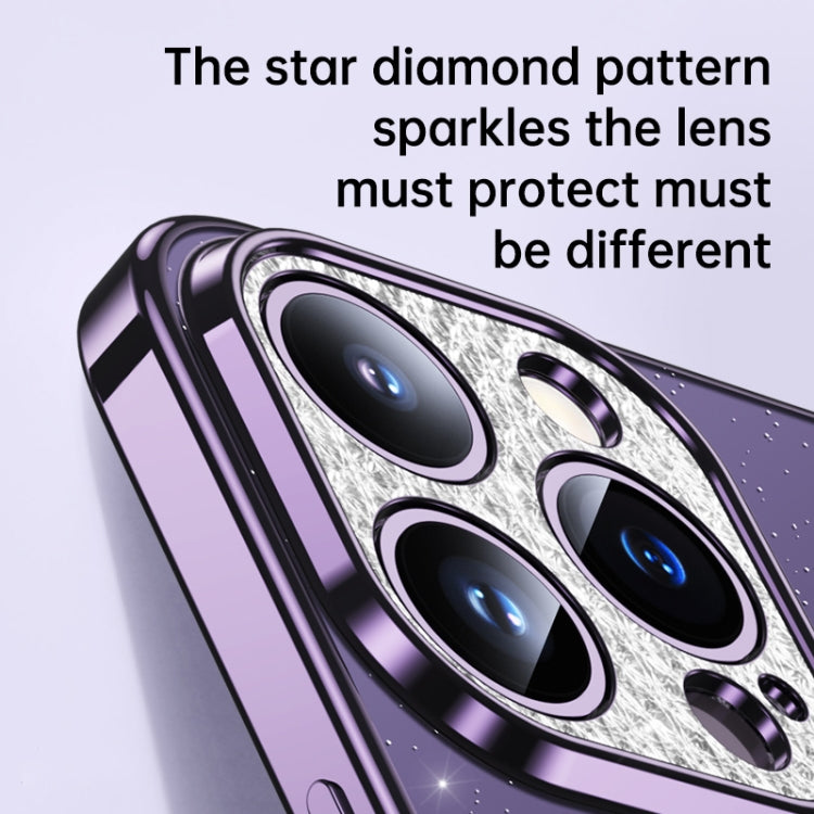 For iPhone 14 SULADA Electroplated Transparent Glittery TPU Phone Case(Blue) - iPhone 14 Cases by SULADA | Online Shopping South Africa | PMC TechLife | Buy Now Pay Later Mobicred