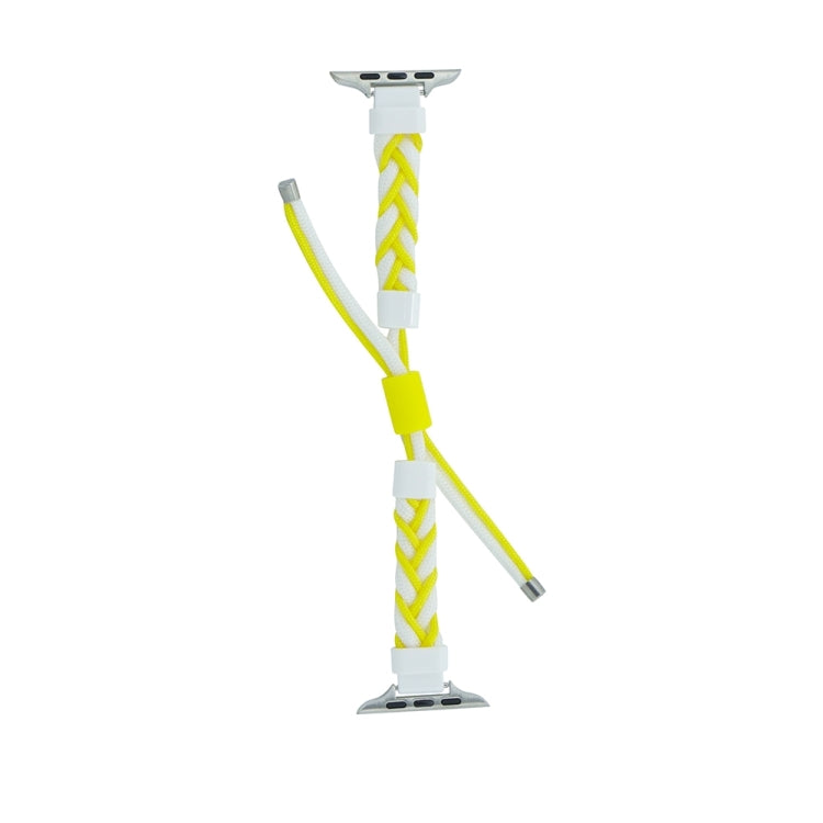 Silicone Bean Braided Cord Nylon Watch Band For Apple Watch SE 2023 44mm(White Yellow) - free shipping - PMC TechLife - Order now!