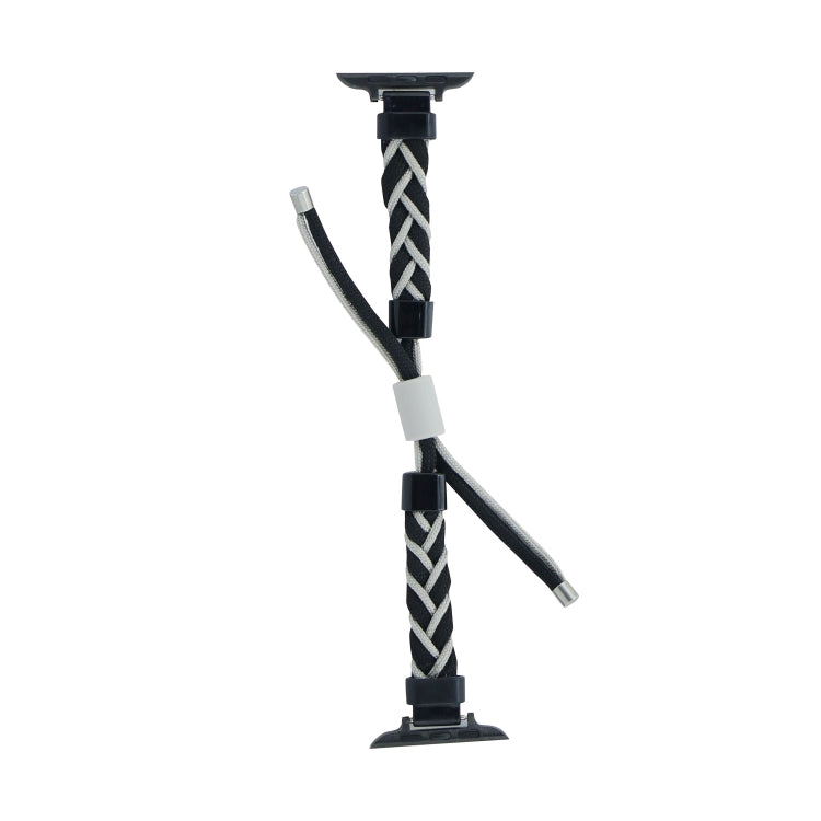 Silicone Bean Braided Cord Nylon Watch Band For Apple Watch SE 2023 44mm(Black Grey) - Watch Bands by PMC TechLife | Online Shopping South Africa | PMC TechLife