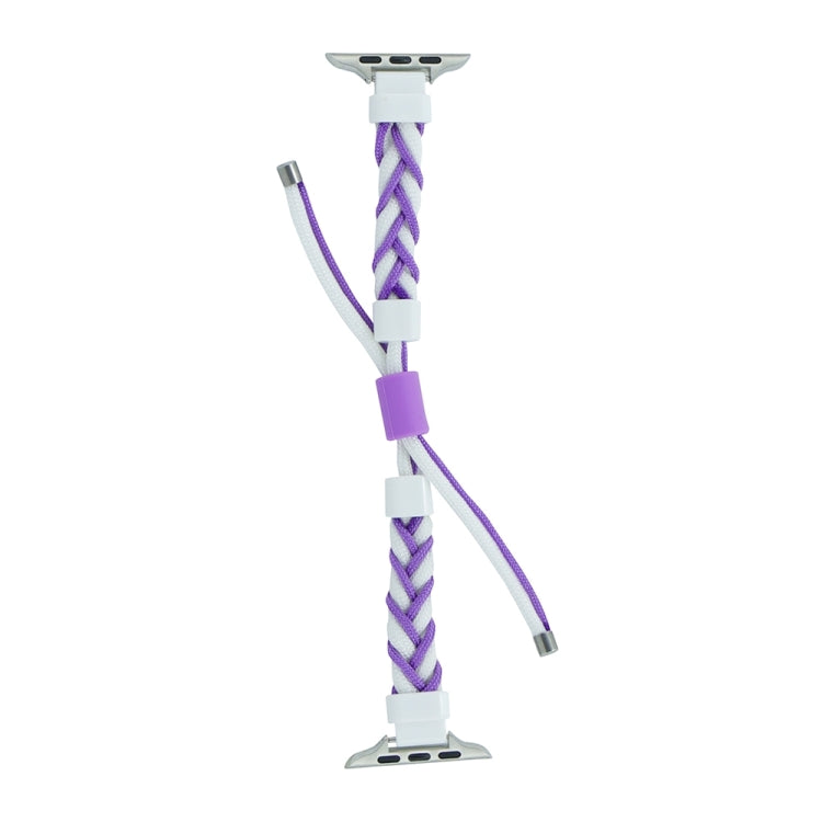 Silicone Bean Braided Cord Nylon Watch Band For Apple Watch 9 45mm(White Purple) - free shipping - PMC TechLife - Order now!