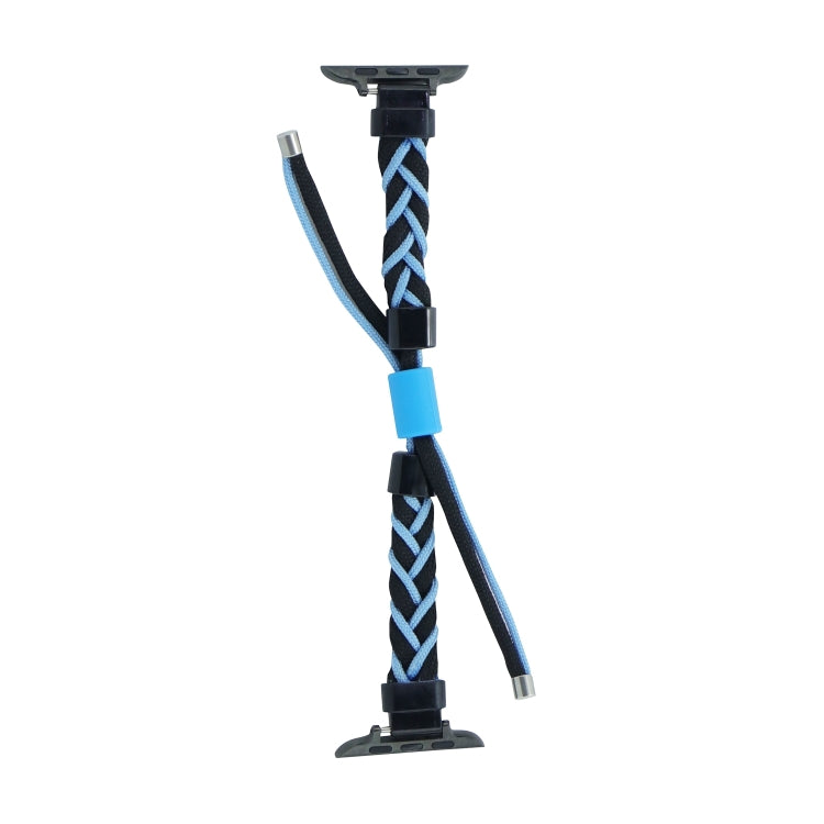 Silicone Bean Braided Cord Nylon Watch Band For Apple Watch 9 41mm(Black Blue) - Watch Bands by PMC TechLife | Online Shopping South Africa | PMC TechLife