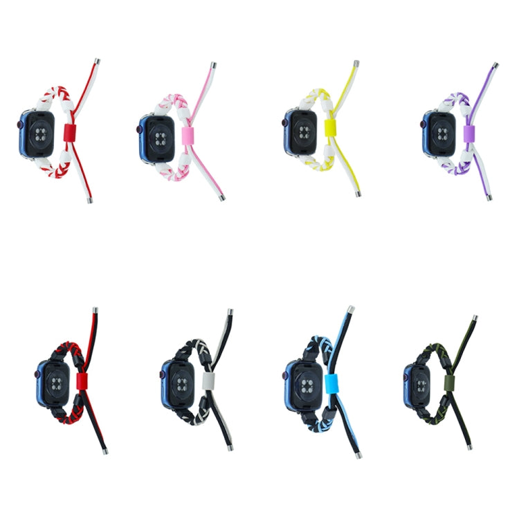 Silicone Bean Braided Cord Nylon Watch Band For Apple Watch 9 45mm(White Purple) - free shipping - PMC TechLife - Order now!