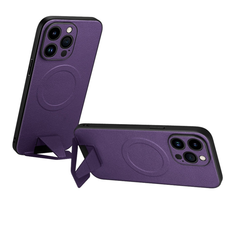 For iPhone 13 Pro SULADA Folding Holder Lambskin Texture MagSafe Phone Case(Purple) - iPhone 13 Pro Cases by SULADA | Online Shopping South Africa | PMC TechLife | Buy Now Pay Later Mobicred