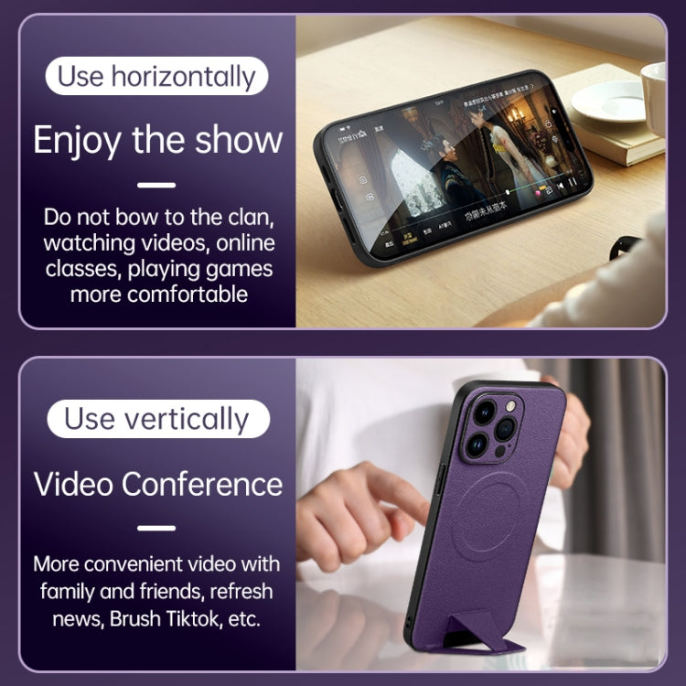For iPhone 13 SULADA Folding Holder Lambskin Texture MagSafe Phone Case(Purple) - iPhone 13 Cases by SULADA | Online Shopping South Africa | PMC TechLife