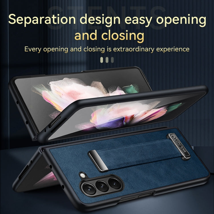 For Samsung Galaxy Z Fold5 SULADA PC + Leather Texture Skin Feel Shockproof Phone Case(Blue) - free shipping - PMC TechLife - Order now!