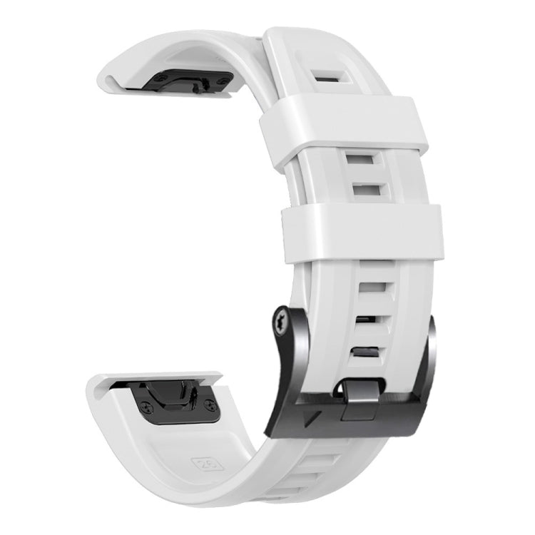 Compatible with Garmin Tactix 7 Pro / Fenix 7X  / 6X Pro 26mm Screw Black Steel Buckle Silicone Watch Band(White) - Watch Bands by PMC TechLife | Online Shopping South Africa | PMC TechLife | Buy Now Pay Later Mobicred