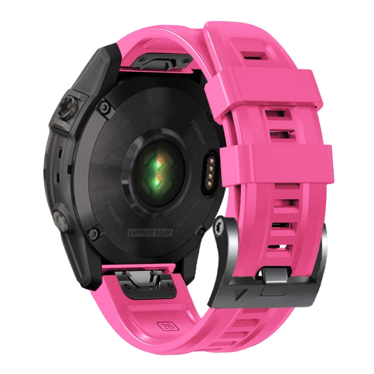 Compatible with Garmin Tactix 7 Pro / Fenix 7X  / 6X Pro 26mm Screw Black Steel Buckle Silicone Watch Band(Pink) - Watch Bands by PMC TechLife | Online Shopping South Africa | PMC TechLife | Buy Now Pay Later Mobicred