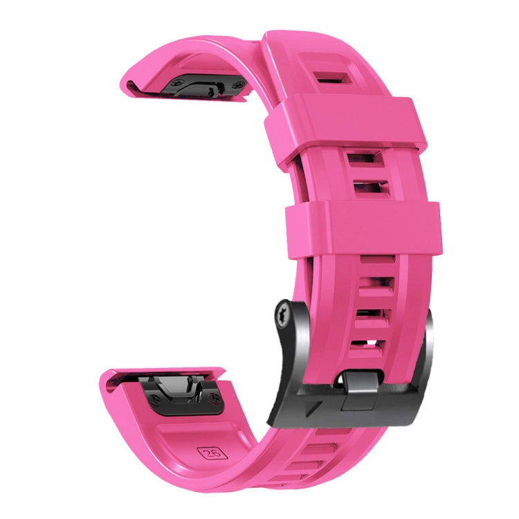 Compatible with Garmin Tactix 7 Pro / Fenix 7X  / 6X Pro 26mm Screw Black Steel Buckle Silicone Watch Band(Pink) - Watch Bands by PMC TechLife | Online Shopping South Africa | PMC TechLife | Buy Now Pay Later Mobicred