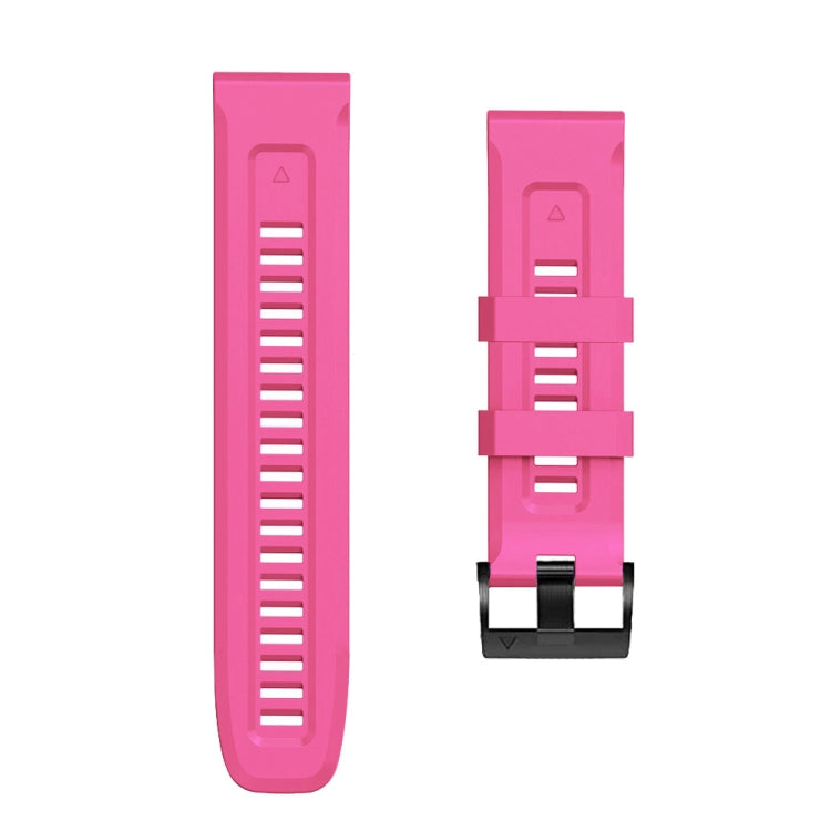 Compatible with Garmin Tactix 7 Pro / Fenix 7X  / 6X Pro 26mm Screw Black Steel Buckle Silicone Watch Band(Pink) - Watch Bands by PMC TechLife | Online Shopping South Africa | PMC TechLife | Buy Now Pay Later Mobicred
