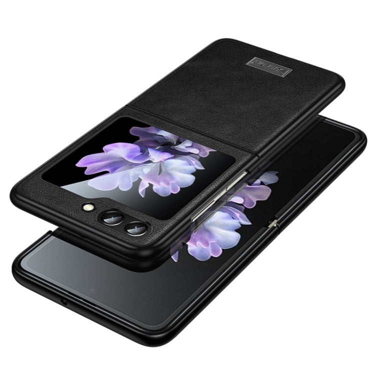 For Samsung Galaxy Z Flip5 SULADA Shockproof TPU + Handmade Leather Phone Case(Black) - Galaxy Z Flip5 Cases by SULADA | Online Shopping South Africa | PMC TechLife