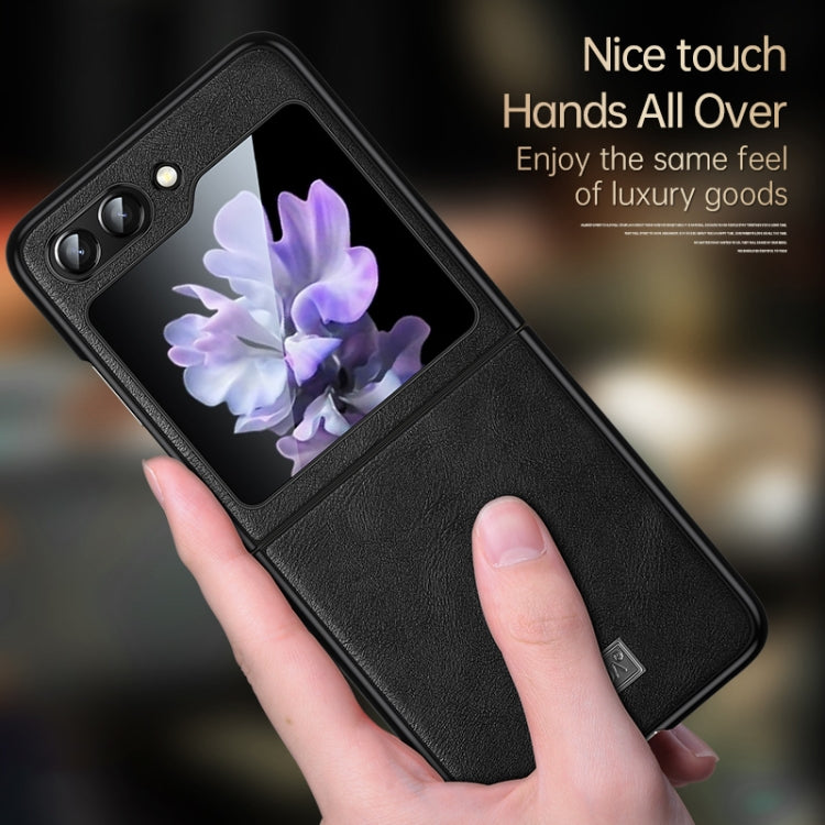 For Samsung Galaxy Z Flip5 SULADA Shockproof TPU + Handmade Leather Phone Case(Brown) - Galaxy Z Flip5 Cases by SULADA | Online Shopping South Africa | PMC TechLife | Buy Now Pay Later Mobicred