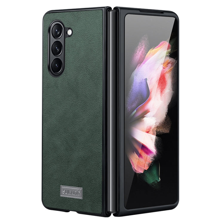 For Samsung Galaxy Z Fold5 SULADA Shockproof TPU + Handmade Leather Phone Case(Green) - Galaxy Z Fold5 Cases by SULADA | Online Shopping South Africa | PMC TechLife | Buy Now Pay Later Mobicred