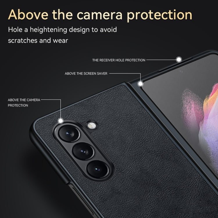 For Samsung Galaxy Z Fold5 SULADA Shockproof TPU + Handmade Leather Phone Case(Blue) - Galaxy Z Fold5 Cases by SULADA | Online Shopping South Africa | PMC TechLife