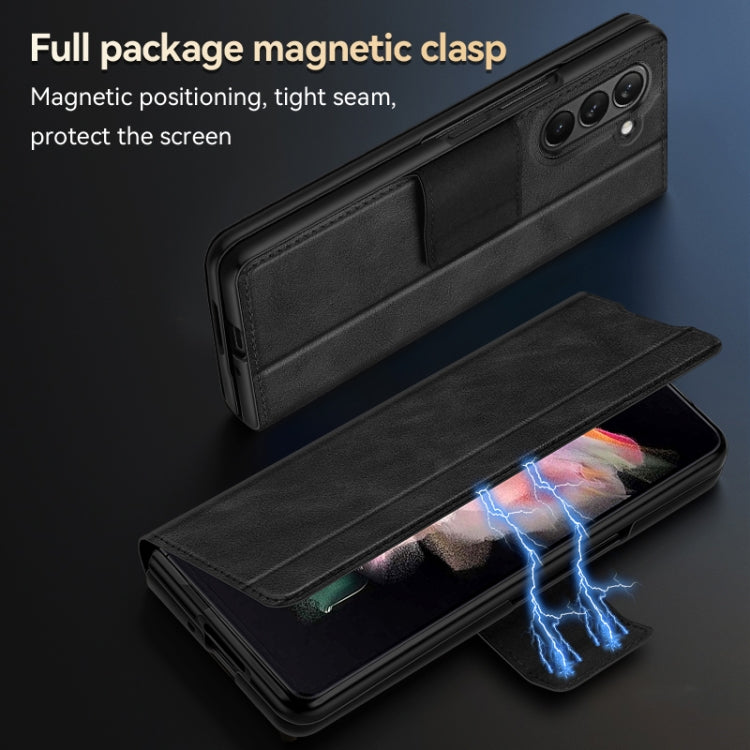 For Samsung Galaxy Z Fold5 SULADA All-inclusive Magnetic Snap Flip Leather Phone Case(Black) - free shipping - PMC TechLife - Order now!