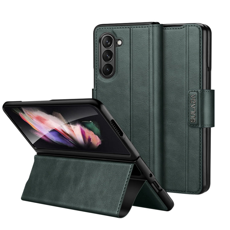 For Samsung Galaxy Z Fold5 SULADA All-inclusive Magnetic Snap Flip Leather Phone Case(Green) - free shipping - PMC TechLife - Order now!