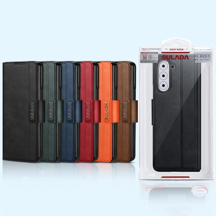 For Samsung Galaxy Z Fold5 SULADA All-inclusive Magnetic Snap Flip Leather Phone Case(Green) - free shipping - PMC TechLife - Order now!